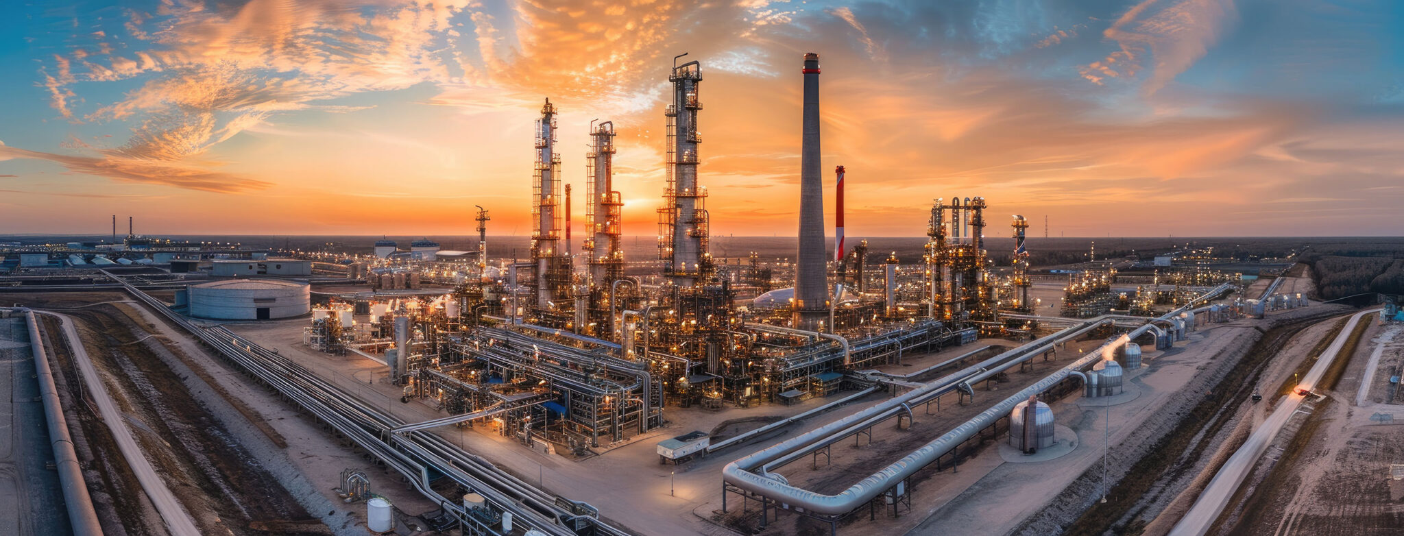 Industrieanlage im Abendlicht